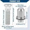 No.90942-02049/90942-01058 M12-1.5 Wheel Stud Bolts for Lexus for Toyota for Scion/Front Rear Left Right Wheel Lug Stud/Alloy Steel 14.20mm Knurl