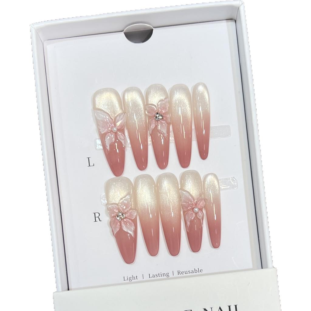 French Glass Cat Eye Nail Art Ice Crack Three-dimensional Carving Wear Armor Pure Handmade