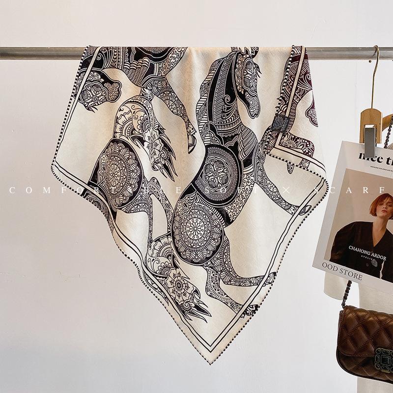 Fashion autumn and winter new women s shawl silk wool square scarf 65cm warm silk wool silk scarf women s shawl scarf 65cm