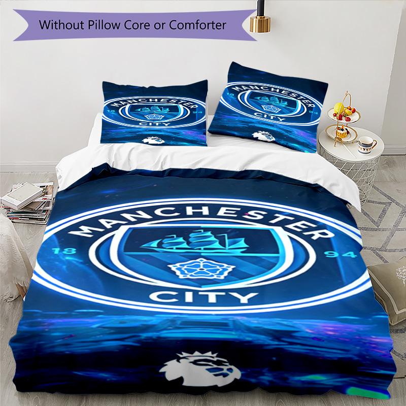 Set Copripiumino Stampato Manchester City F.C. – include 1 copripiumino e 2 federe coordinate Decorazione per camera da letto Regali di Natale