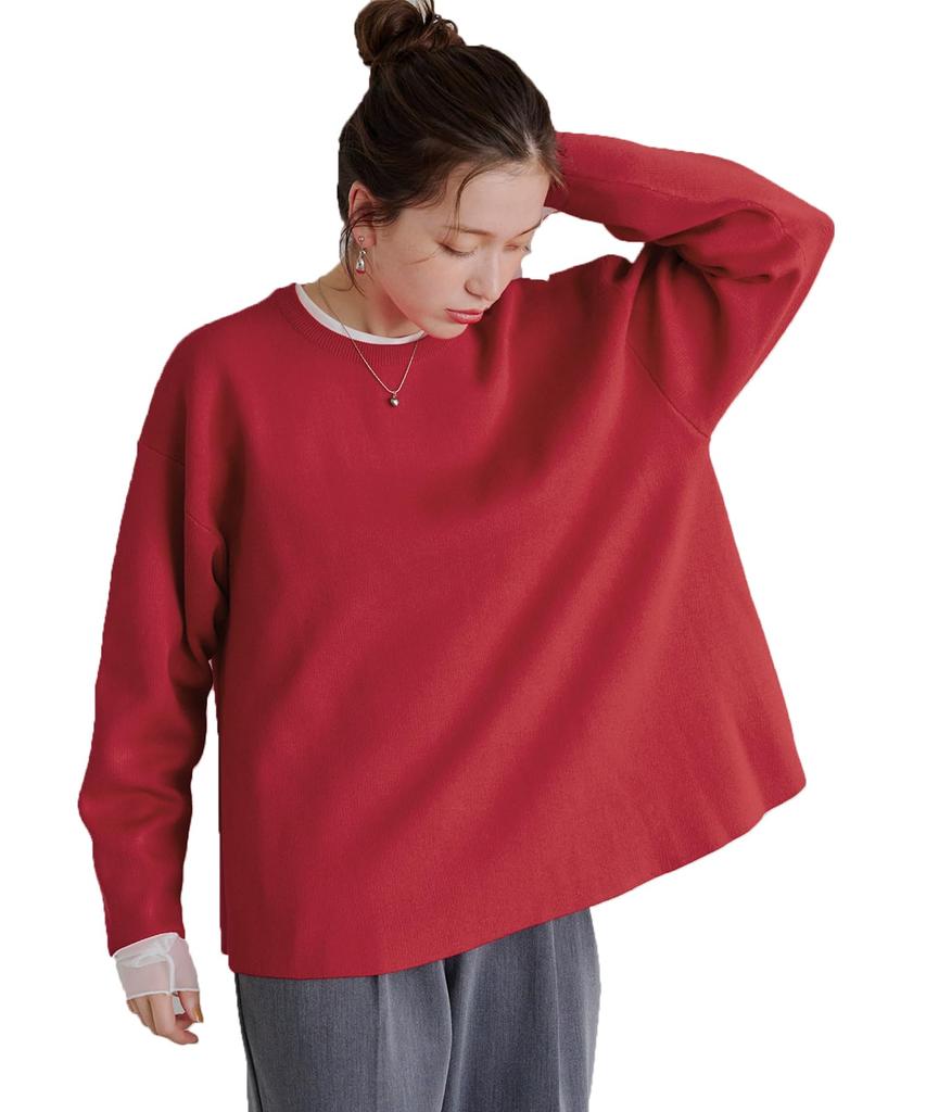 Titibait Flare Silhouette Knit Pullover AZXP3159 Small Red Women's