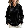 Women's Velvet Hooded Sweatshirt Long Sleeve Color Loose Fit Casual Top for Fall Winter