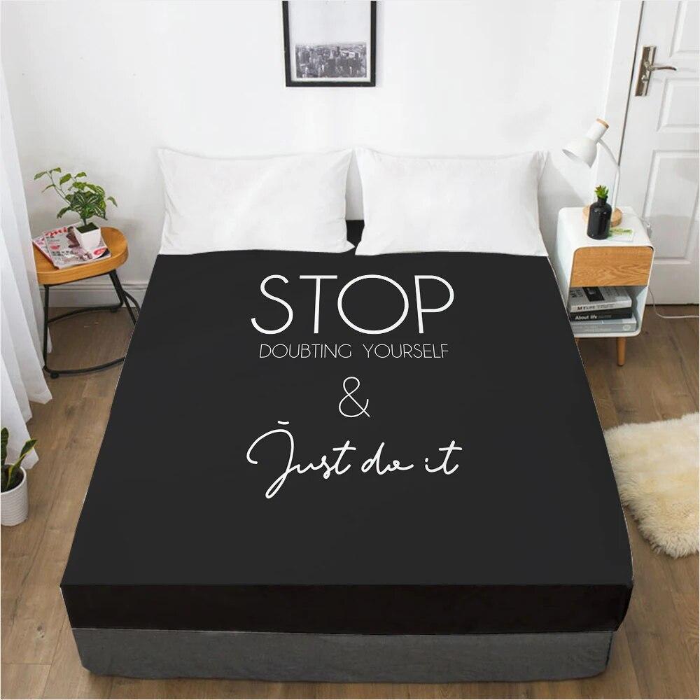 Letter Fitted Sheets Mattress Cover With Elastic Band 3D Bed Sheet Linens 160x200 150x200 Bed Sheet Customize Any Size Design