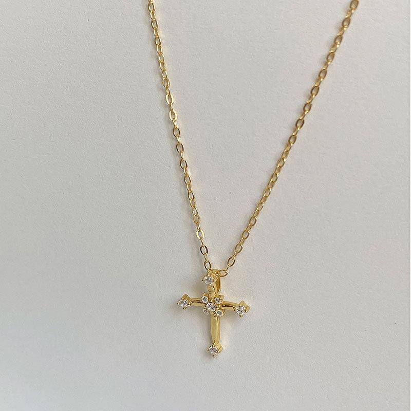 

Full Rhinestone Cross Choker Necklace Luxury Design Women Fashion Minimalist Accessory