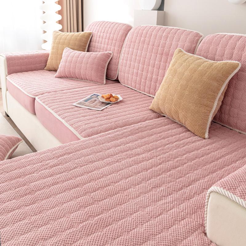 Sofa Sofa Høst og Vinter Fortykket Fleece Sklisikre Seteputer Fire Årstider Universell Stue Skinnsofa Trekk Håndkle