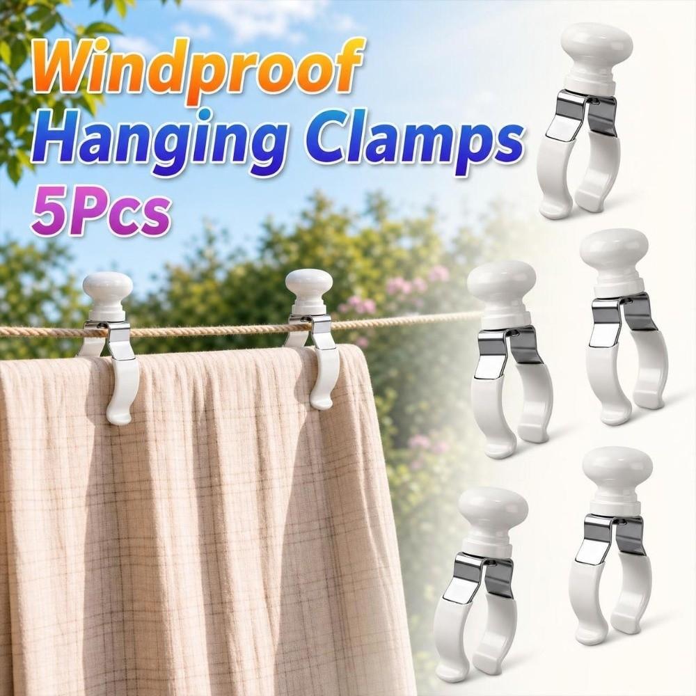 5Pcs Non-slip Windproof Hanging Clamps Stainless Steel Clothes Peg Laundry Clothespins  Beach Towel