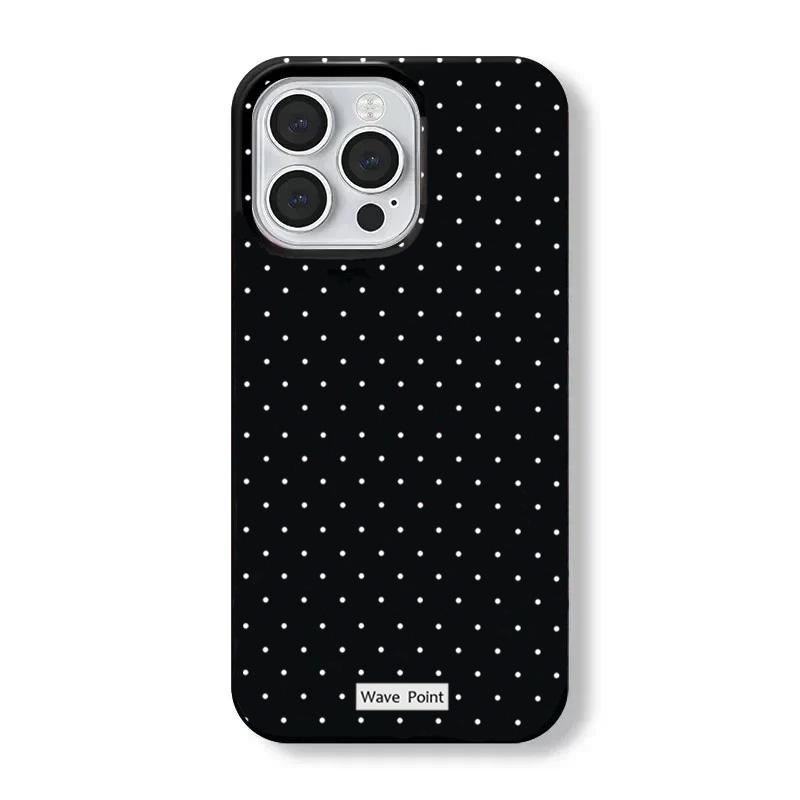 Minimalist Black White Polka Dot Phone Case for iPhone17 16 15 14 13 12 11 Pro Max Aesthetic Dot Shockproof Cover for WomenGirls