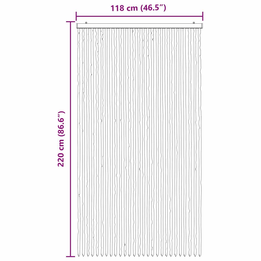 Grey and Black Chenille Insect Screen Door Curtain 118 x 220 cm