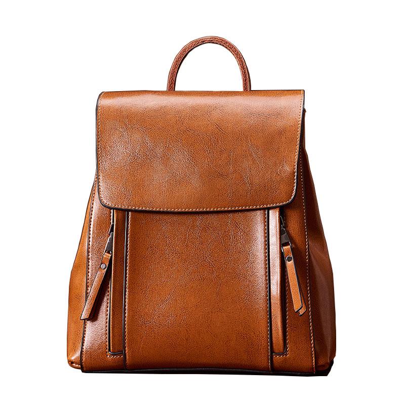 2025 Autumn/Winter Women's Genuine Leather Waterproof Backpack - Simple, Versatile for Travel, School, and Business