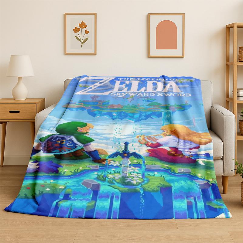 Classic Game Z-Zelda Cartoon Link Flannel Blanket Soft Warm Throw Blanket for Bedroom Living Room Bed Travel Camping Picnic