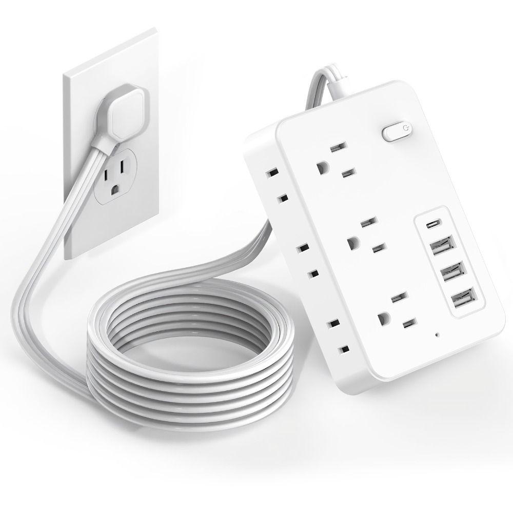 Type C Port Braided Cord Power Strip 3 USB Slots Type C Power Strip America Standard