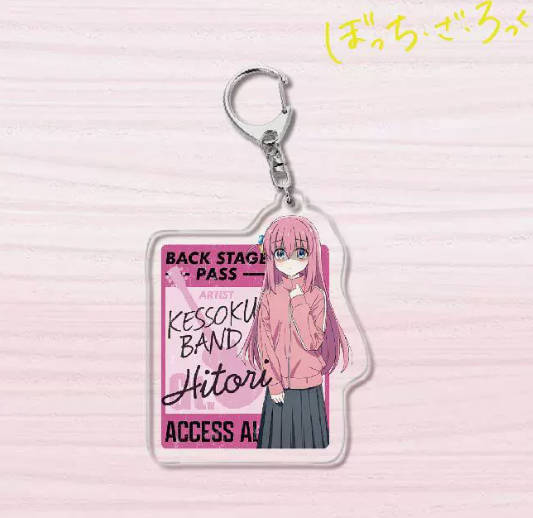 

Acrylic Keychain with Character Design Featuring Backstage Pass and Band Name Suitable for Collectors and Fans of Animated Series Accessories One Size