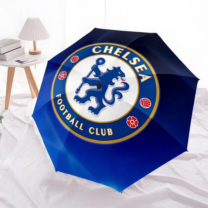 Chelsea Football Club, Badge- Automatic Opening and Closing, 8-rib Structure Portable Umbrella, Suitable for Men and Women in All Seasons -