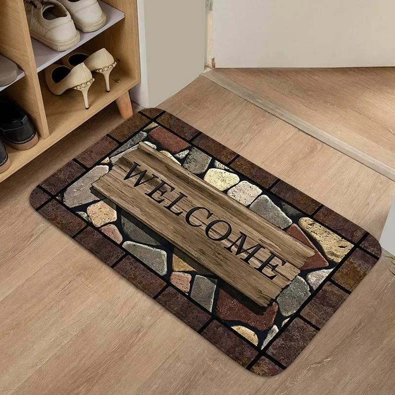 Rustic Warm Natural Texture Welcome Mat for Rustic Style Entryway Cozy Living Room Warm Home Entrance Non-Slip Durable