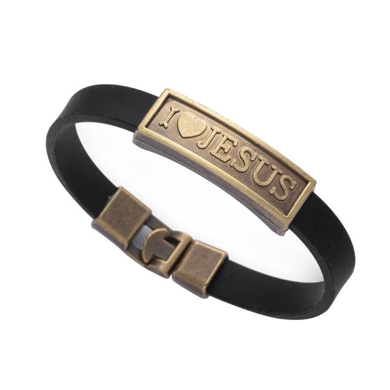 Embossed Bracelet Letter Wristband Silicone Letter Bangle Man Religious Jewelry Jesus Bracelet Silicone Letter Wristband