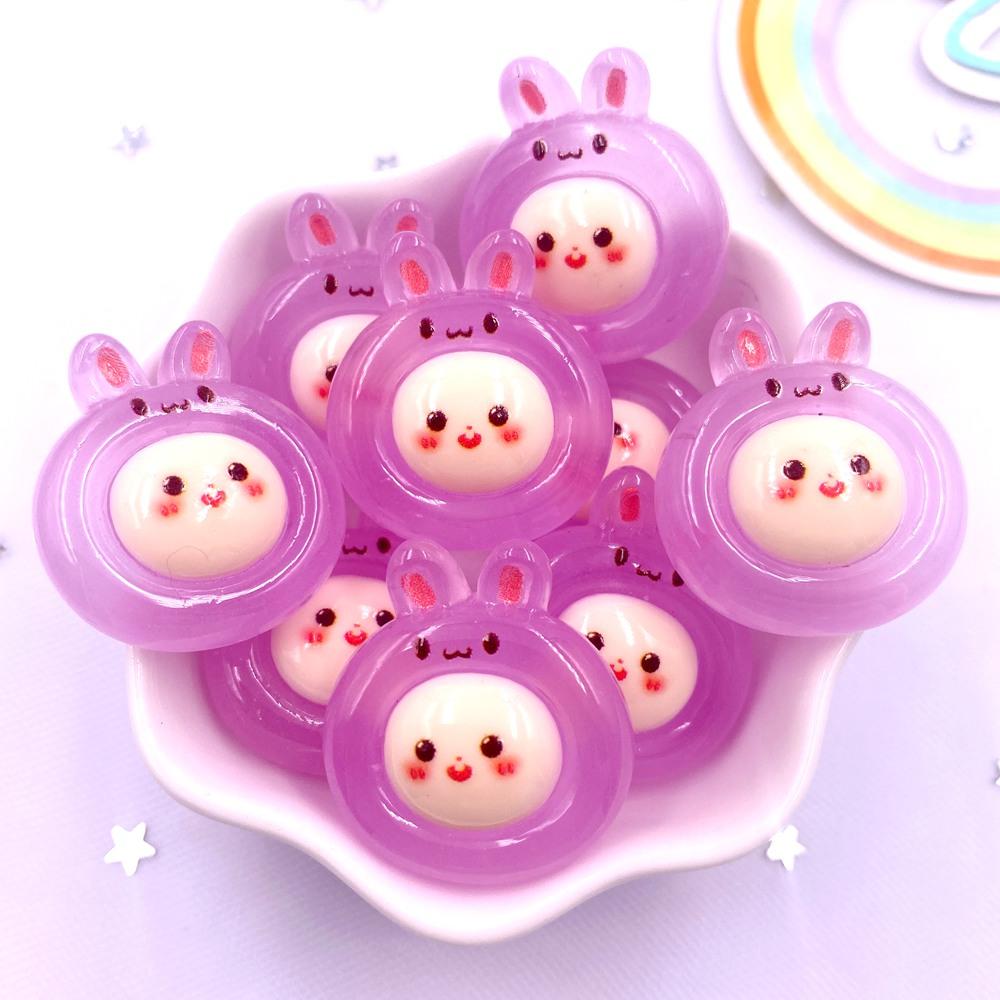 Resin Colorful Noctilucent Clear Candy Color Tiger Rabbit Cats Dog Flat back Cartoons Figurines 6PCS Scrapbooks DIY Decor Crafts