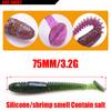 5Pcs Swing Impact Ring Shad Fishing Lure Soft 75mm 3.2g Jigging Swimbait Wobblers Shrimp Smell Salt Artificial Silicone Baits