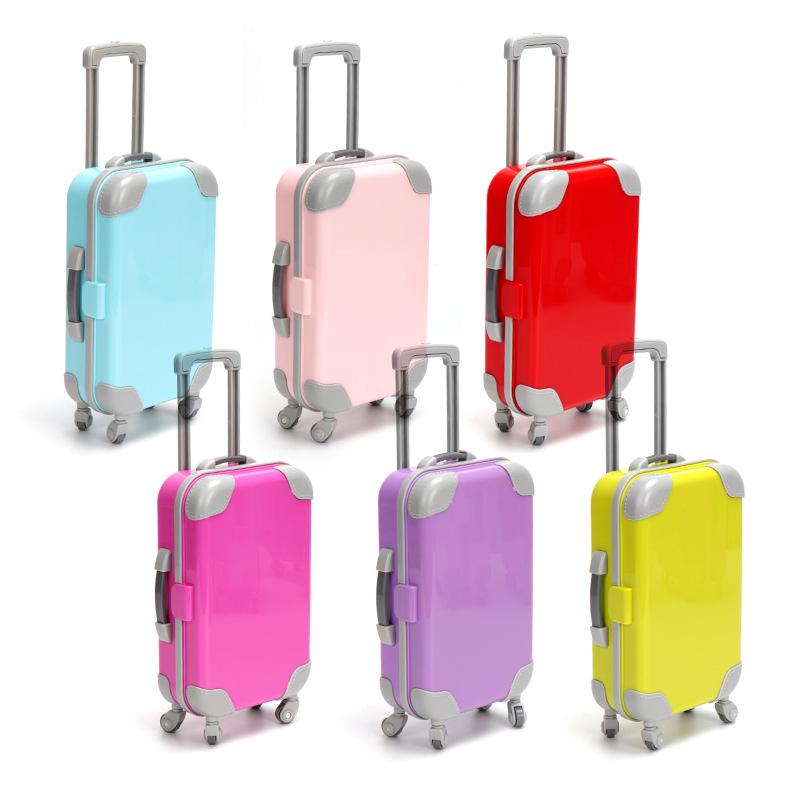 Compact Solid Color Kids Trolley Suitcase Toy with Eyelash Design for Dress-Up and Storage