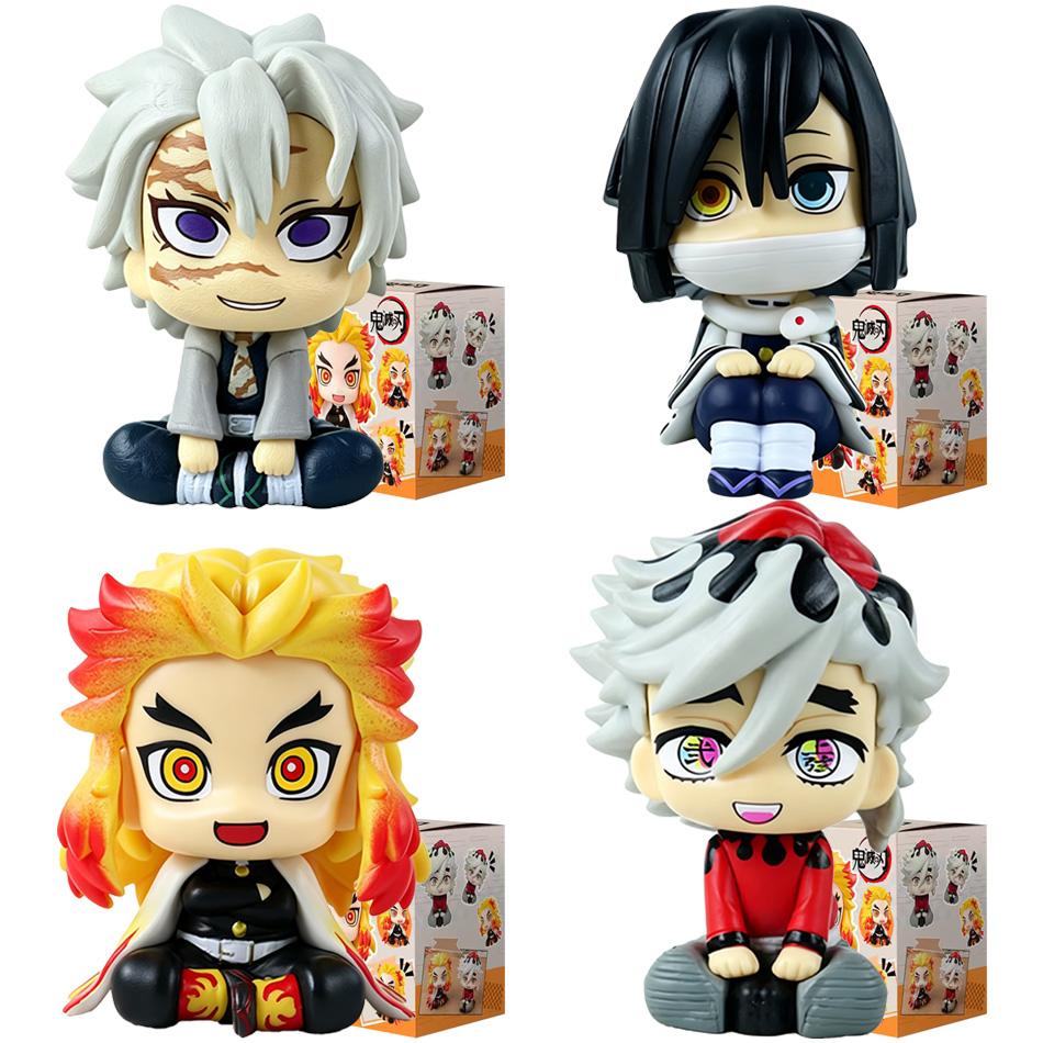 10Cm Anime Merch Tanjirou Doma Sanemi Rengoku Obanai Q Version Pvc Collectible Model Toy For Kids Adults Gifts