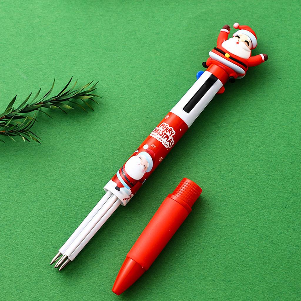 10Pcs Christmas Multicolor Pen for Student Adult 4 Color-in-1 Ballpoint Pen Retractable Ballpoint Pen Stocking Fillers