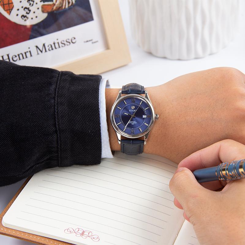 START-Fashionable Men's Watch Swiss Imported Movement Quartz Men's Watch Luminous Roman Dial Date Function