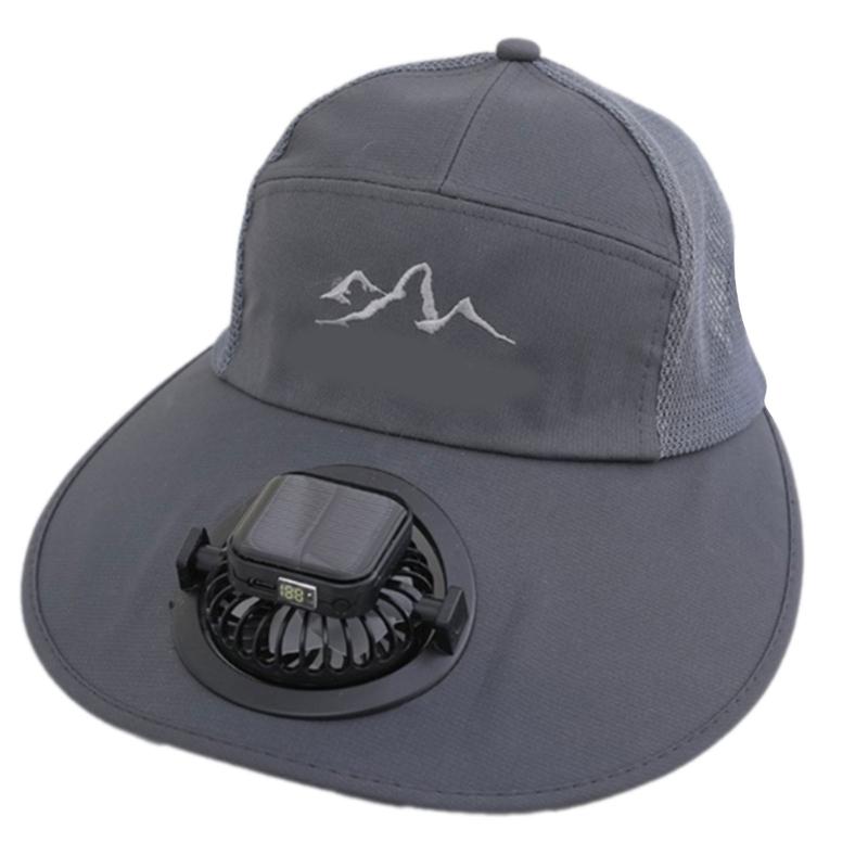 

Solar Power Cooling Fan Hat with Rechargeable Battery Adjustable Speed Fan Hat for Women Men Unisex Outdoor Activity темно серый