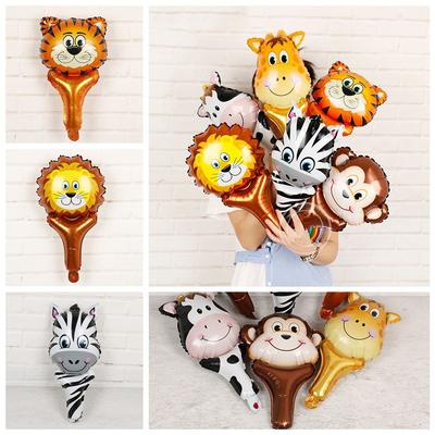 Tema Juguetes Inflables para Niños Tigre León Mono Jirafa Vaca Safari Animal de la Selva Cabeza Globo de Foil