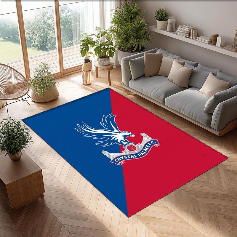 Crystal Palace Football Print Crystal Velvet Rug, Comfortable Water Absorbent Non Slip Indoor Floor Carpet