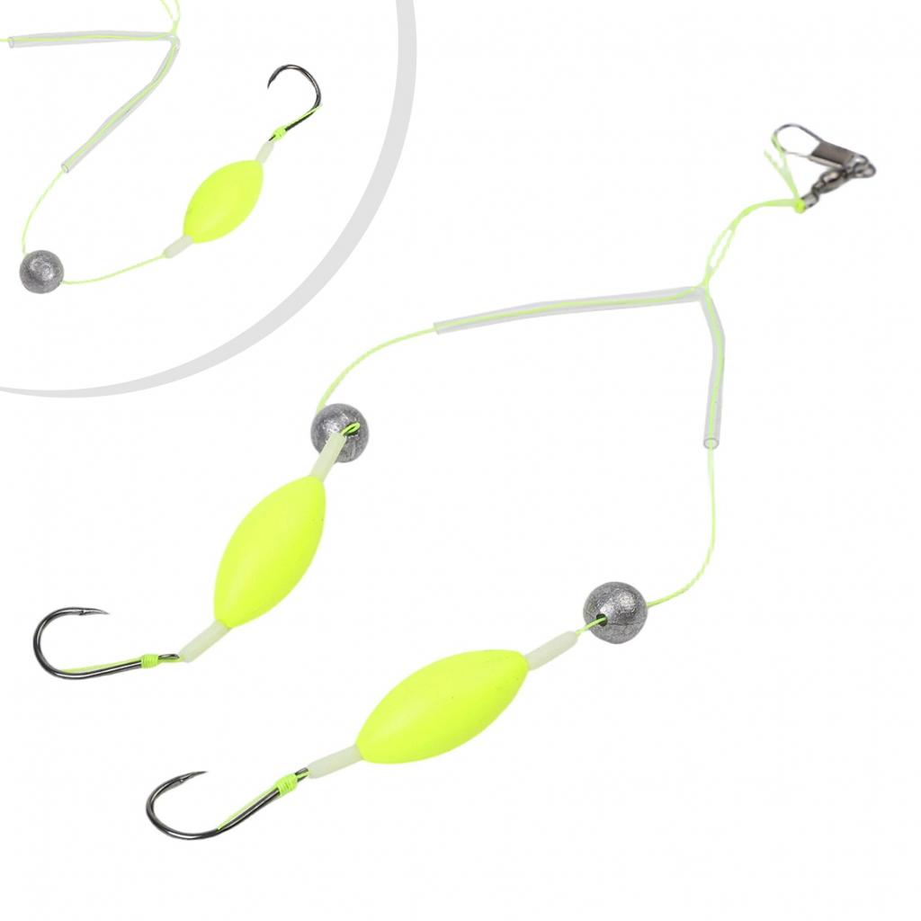 Attractive Silver Finish Double-Hook Rig Metal Fishing Hooks