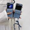Applicable To Samsung Zflip1 Mobile Phone Case Novaflip Polka Dot Denim Card Bag Findn1flip Oblique Span Anti-drop Case