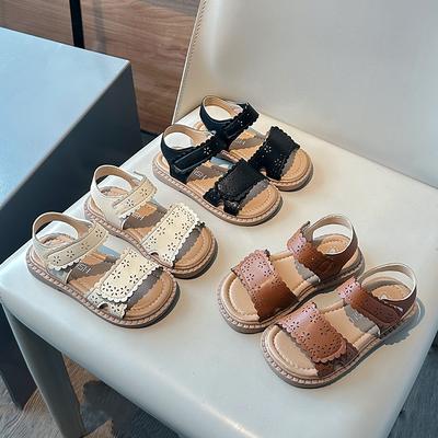 Summer New Style Girls' Sandals, Korean-style Hollow-out Sandals for Little Girls, Soft Sole Princess Shoes for Babies, Beach Shoes