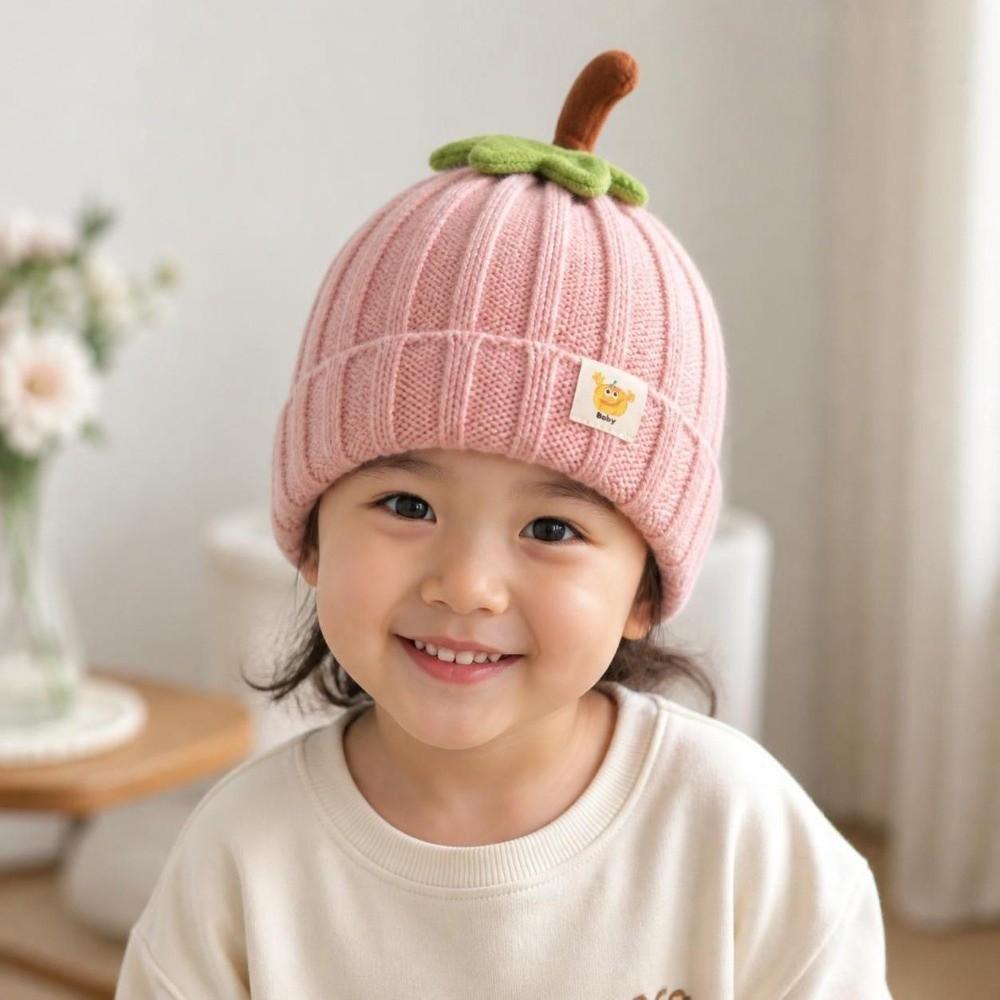Diseño de Dibujos Animados Calabaza Gorro para Niños Pequeños Estilo con Puño Gorra para Bebé Nuevo Gorro de Punto para Bebé Unisex