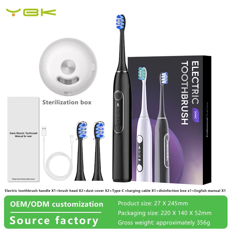 YBK Waterproof Ultrasonic Sonic Electric Toothbrush USB Wireless Rechargeable Soft Teeth Whitening Brush for Household Use
