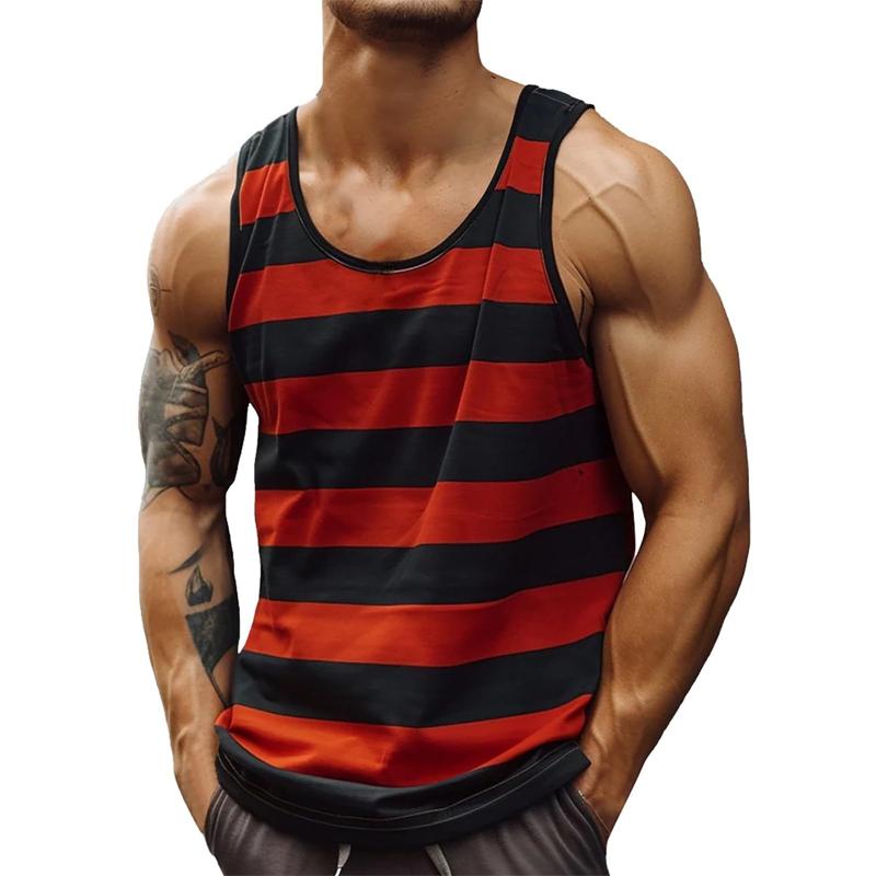 3D Print Colorful Stripes Tank Tops For Man Fitness Sports Tees Summer Casual Fashion Vest Oversized Sports Street Tank Tops