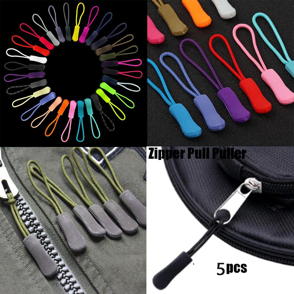 5pcs Zipper Pull Puller End Fit Rope Tag Fixer Zip Cord Tab Replacement Clip Broken Buckle Travel Bag Suitcase