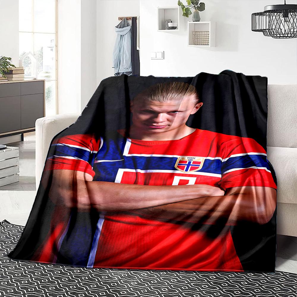 Haaland Trikot Decken Flanell Bedruckt Atmungsaktiv Warm Überwurfdecke für Zuhause Büro Bettwäsche 0708a84