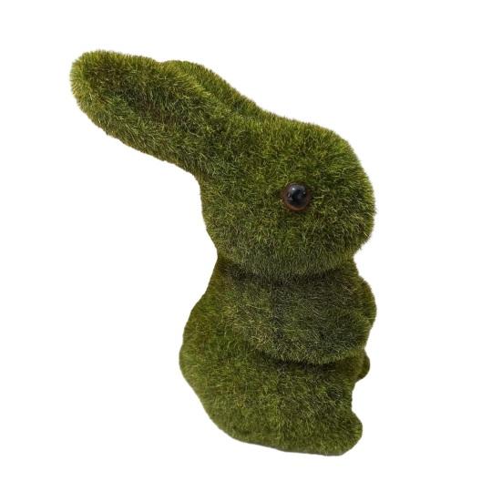 Harzbeflockte Hasenfigur Osterhase Beflockung Hasenskulptur Schmuckstück Kleiner Kunstmoos für Frühling Ostern