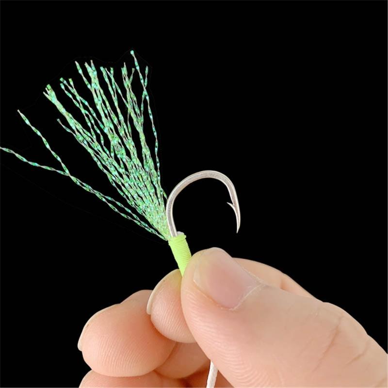 Double Fishing Assist Hook for Vertical Jigging Lures, 10Pcs Jigging Hook Slow Falling Jigs Fishing Hook Replacements