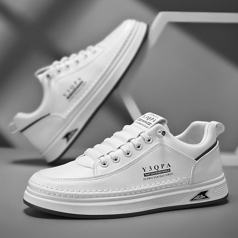 Men's Summer White Leather Slip-On Casual Breathable Shoes