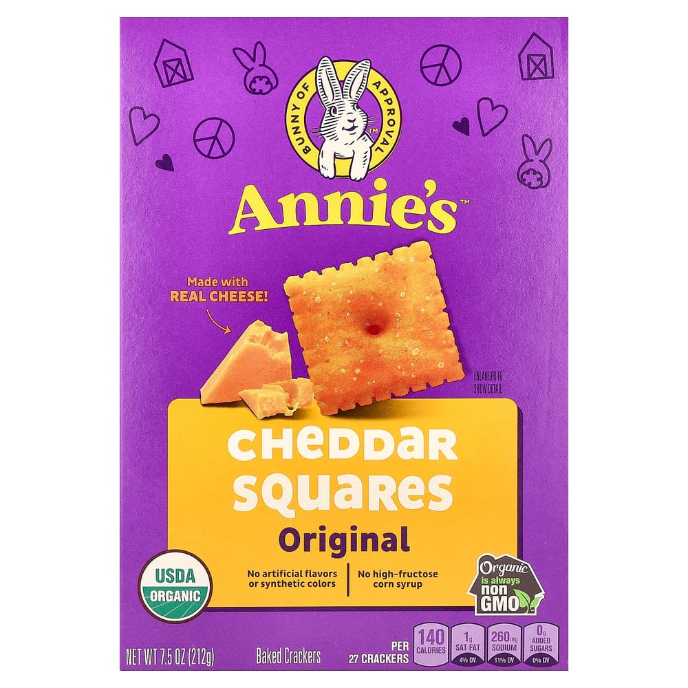 Annie s Homegrown Cheddar Square Baked Snack Crackers 213g (7.5oz)