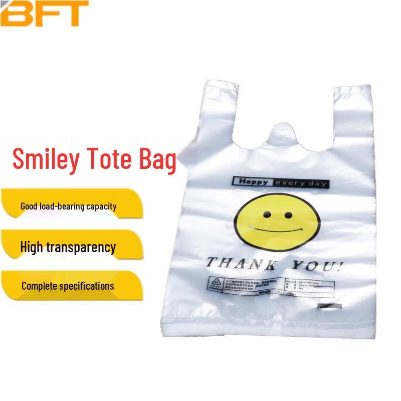 Smiley Face Transparent Disposable Vest Shopping Bags