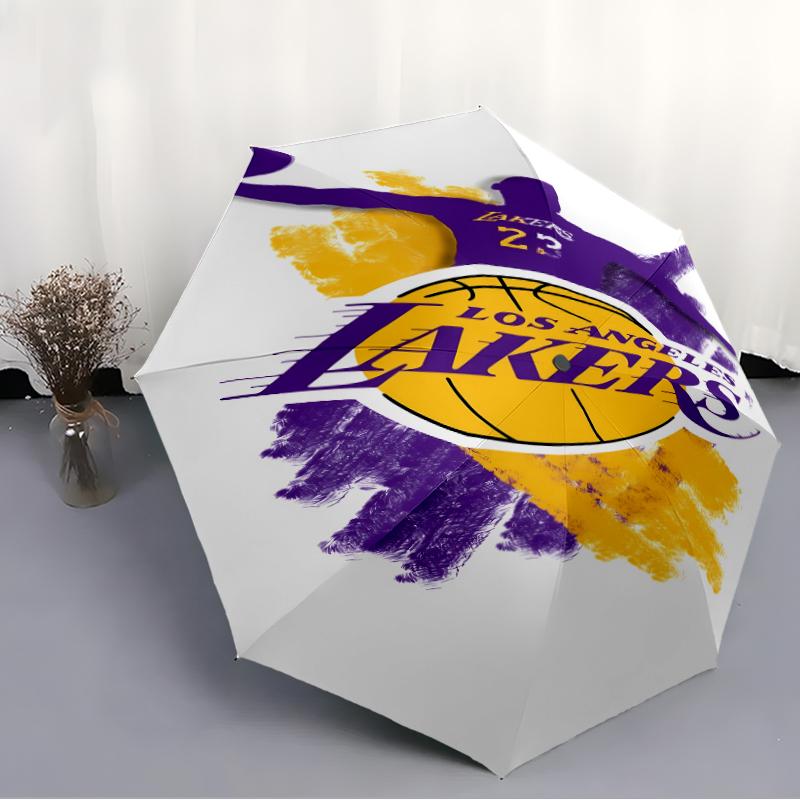 Printed Los Angeles Lakers logo Folding Umbrella,Outdoor,Leisure,And Travel Umbrella,Durable Umbrella Fabric,Birthday And Holiday Gift