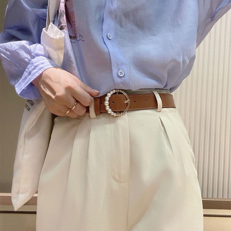 Pearl Fashionable Korean Buckle Belt Unique Style Versatile Accessory Women For
