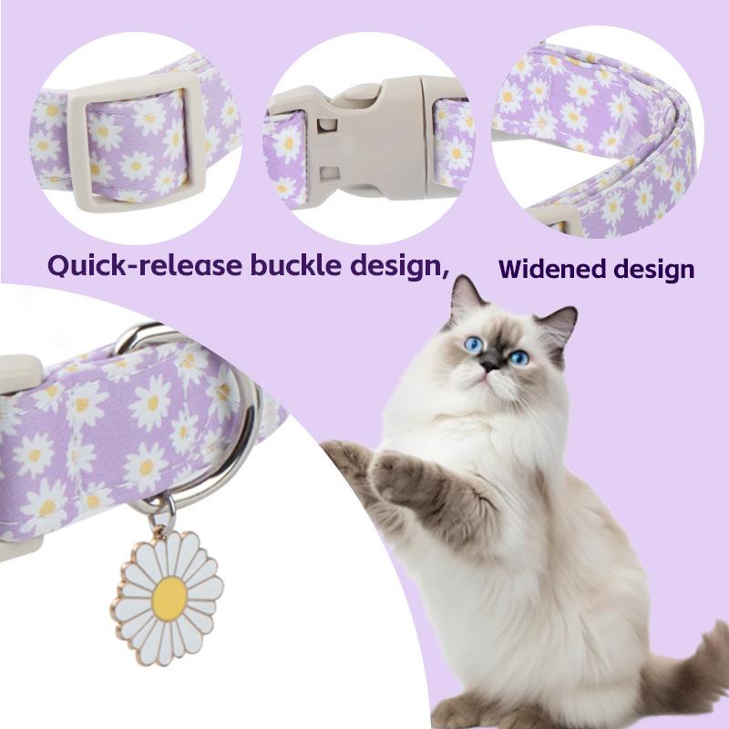 Nylon Flower Dog Collar Adjustable Spring Dog Necklace Collars with Flower for Small Medium Dogs Pug Chihuahua Pug Supplies