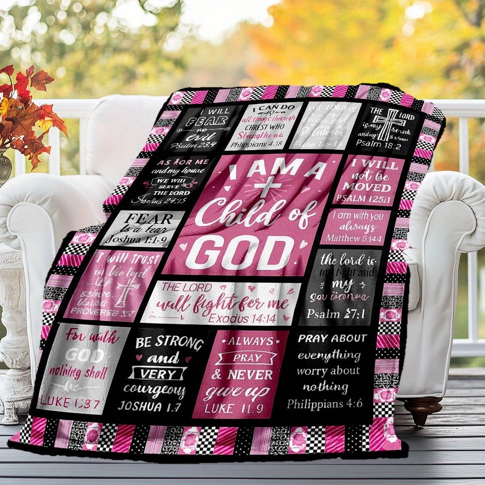 1pc Christian Quotes Blanket for Sofa Bed Soft and Light Bedding Ideal for Picnics, All-Season Christmas Outdoor Decor Accessories-c0803017