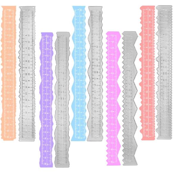 5 PCS Metal Die Cuts Irregular Edges Ruler, AIFUDA 8.4 Inches Craft Tear Rulers Embossing Stencils Paper Tearing Rulers for Scrapbooking Craft Decor