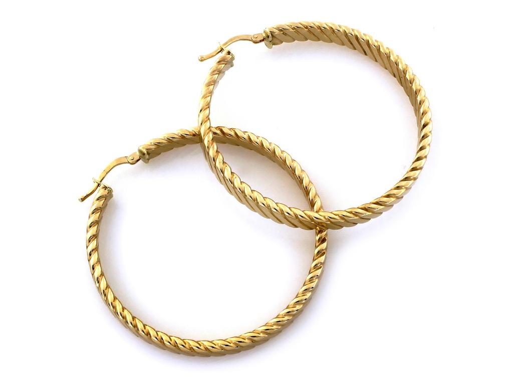 585 14k gold hoop earrings twisted hoop creole clasp gift 2.83g