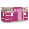 VidaXL Children's Mezzanine Bed and Curtains, Raised Bed for Children with Ladder, Bedroom Storage Furniture, Modern, Pink 3206975