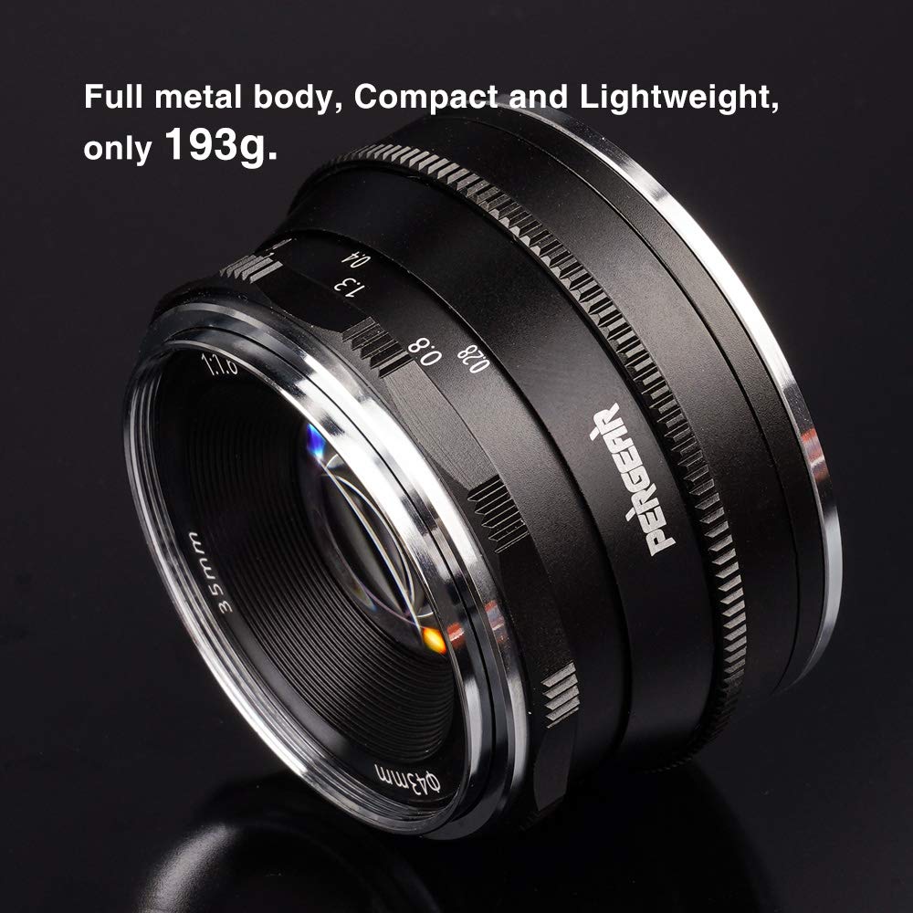 Pergear 35mm Manual Focus Fixed Lens for Fujifilm XF Mount Compatible with Fuji and F1.6 Cameras, X-A1, X-A10, X-A2, X-A3, A-at, X-M1, XM2, X-T1,