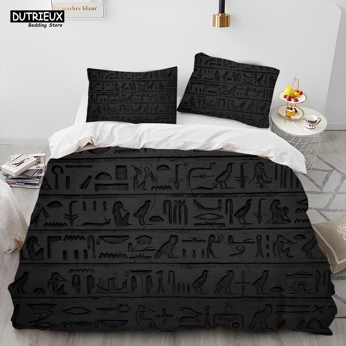 

Египетская мифология Фараон Иероглифы Одеяло Постельное белье, Пододеяльник Постельный комплект Одеяло Наволочка, Постельное белье размера Queen US King(264x228cm)